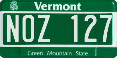 VT license plate NOZ127