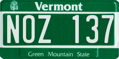 VT license plate NOZ137