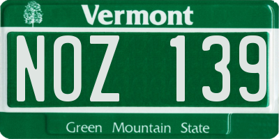 VT license plate NOZ139