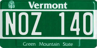 VT license plate NOZ140