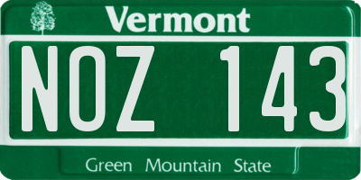 VT license plate NOZ143