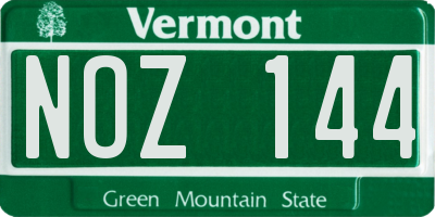 VT license plate NOZ144
