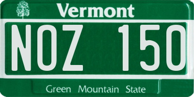 VT license plate NOZ150