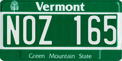 VT license plate NOZ165