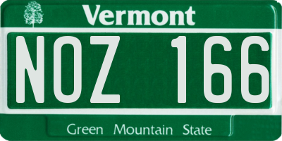 VT license plate NOZ166