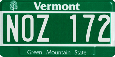 VT license plate NOZ172