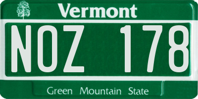 VT license plate NOZ178