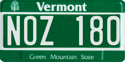 VT license plate NOZ180