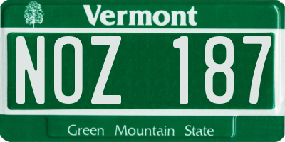 VT license plate NOZ187