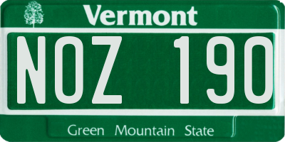VT license plate NOZ190