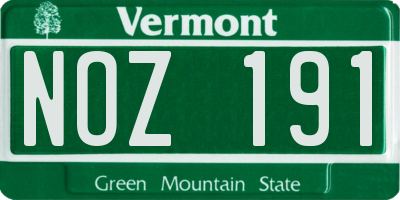 VT license plate NOZ191
