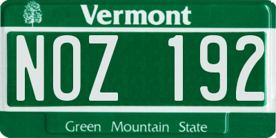 VT license plate NOZ192