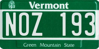 VT license plate NOZ193