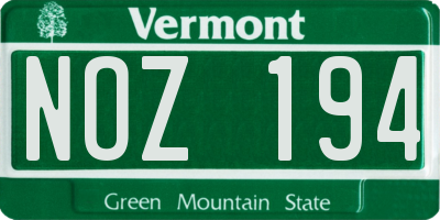 VT license plate NOZ194