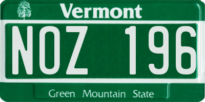 VT license plate NOZ196