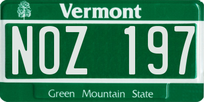 VT license plate NOZ197