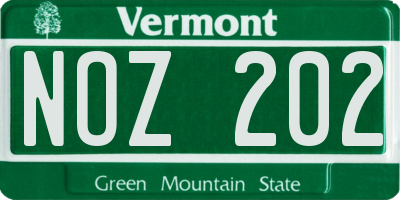 VT license plate NOZ202