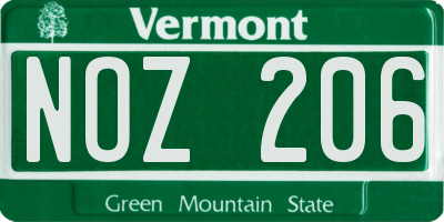 VT license plate NOZ206