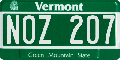 VT license plate NOZ207