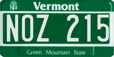 VT license plate NOZ215