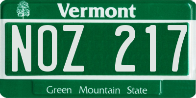 VT license plate NOZ217