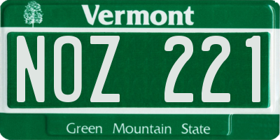 VT license plate NOZ221