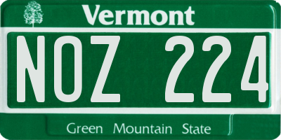 VT license plate NOZ224