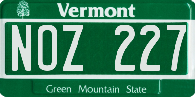 VT license plate NOZ227
