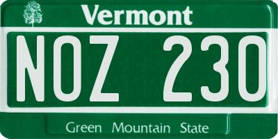 VT license plate NOZ230