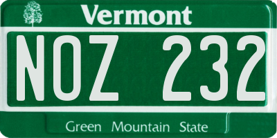 VT license plate NOZ232