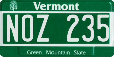 VT license plate NOZ235