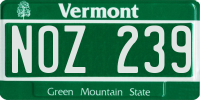 VT license plate NOZ239