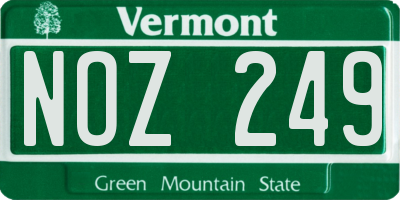 VT license plate NOZ249