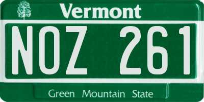 VT license plate NOZ261