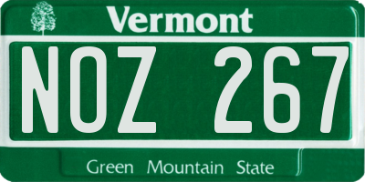 VT license plate NOZ267
