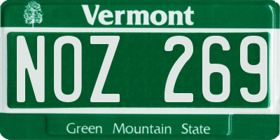 VT license plate NOZ269