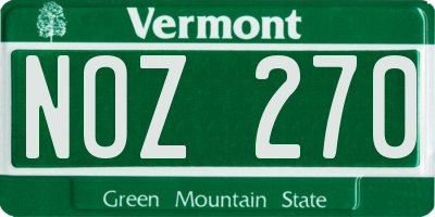 VT license plate NOZ270