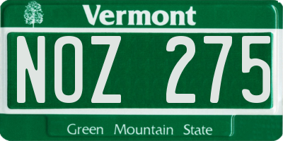 VT license plate NOZ275