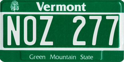 VT license plate NOZ277