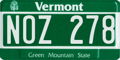 VT license plate NOZ278