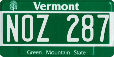 VT license plate NOZ287