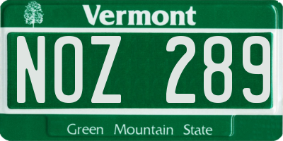 VT license plate NOZ289