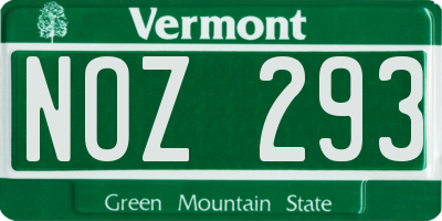 VT license plate NOZ293