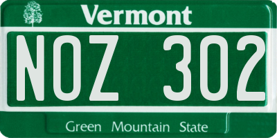 VT license plate NOZ302