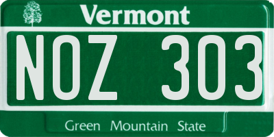 VT license plate NOZ303