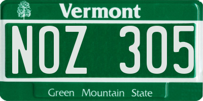 VT license plate NOZ305
