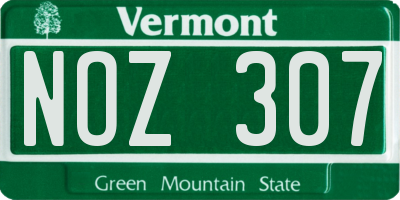 VT license plate NOZ307