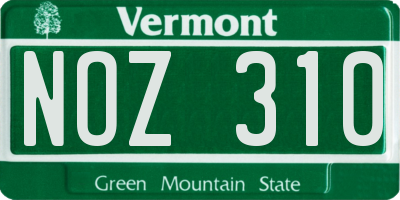 VT license plate NOZ310