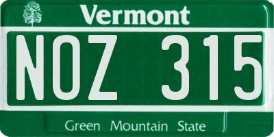 VT license plate NOZ315