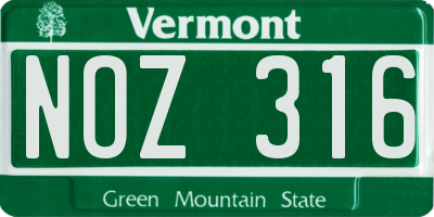 VT license plate NOZ316
